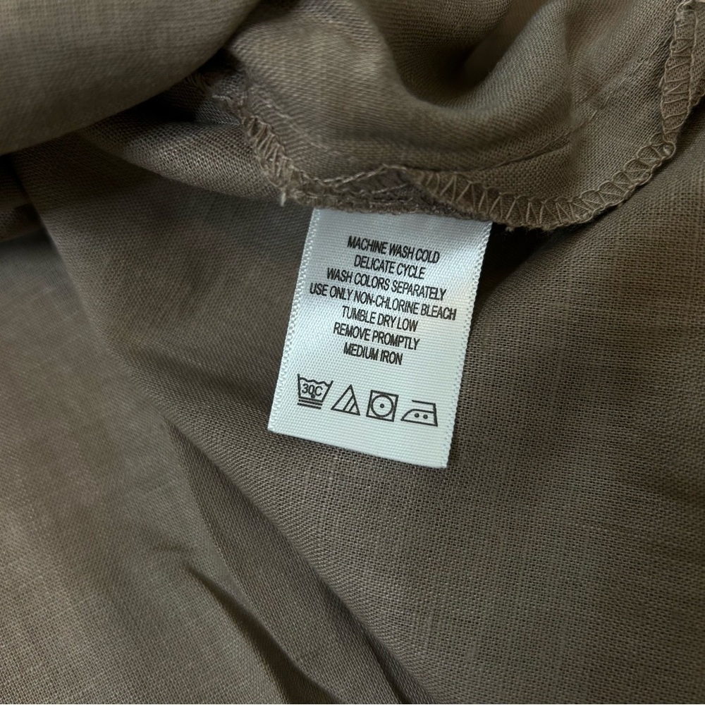 NWOT Only Necessities Taupe Brown Embroidered Tunic Top Linen Blend Size Large - Picture 4 of 10